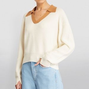 Rag & Bone Pierce Cashmere Polo Sweater in Ivory Size Medium M